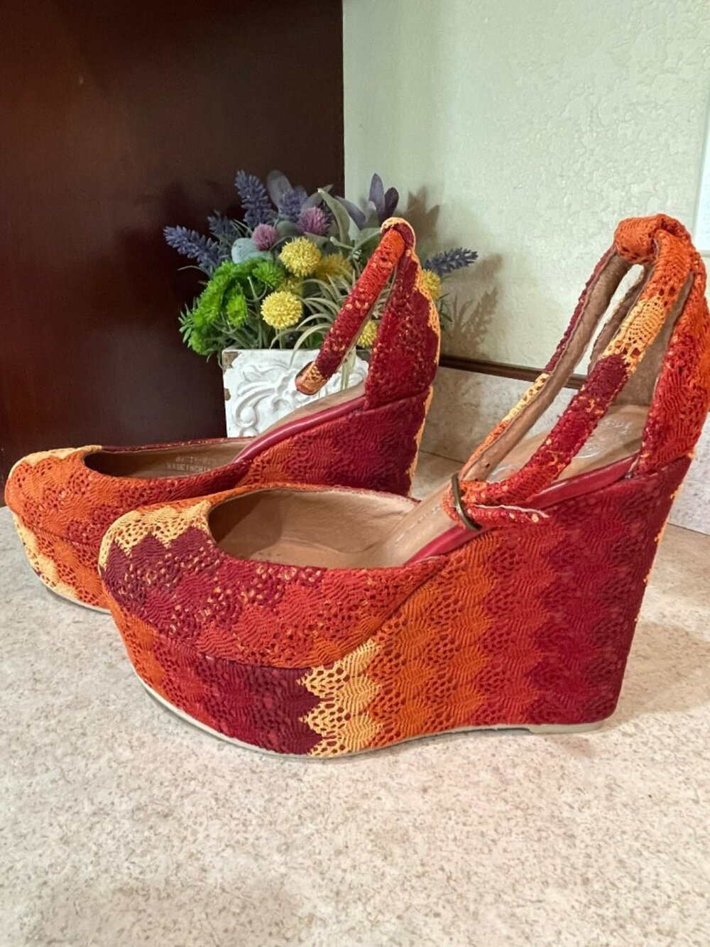 Jeffrey Campbell Ibiza Lace Platform Wedge Heels Size 10 Boho Festival Statement - Picture 10 of 12